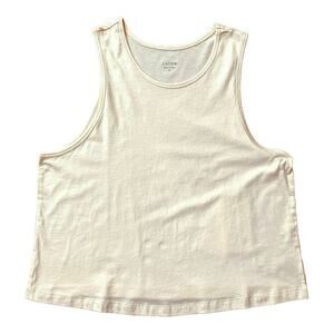 Johnny Was Calme Scoop Neck High-Low Cotton Tank Top Ivory Cream Womens Sz M NWT